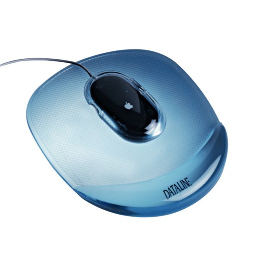 Crystal mouse pad with translucent blue gel-filled wrist rest