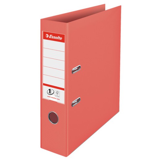 Colour'Breeze Nº1 lever arch file. Plastic lined plastic interior. DIN A4. Spine 75mm. coral