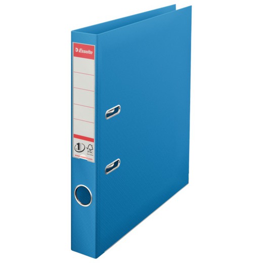 Esselte No. 1 lever arch file. Plastic lined plastic interior. DIN A4. Spine 50mm. vivid blue