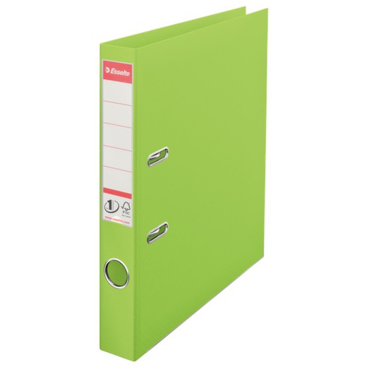 Esselte No. 1 lever arch file. Plastic lined plastic interior. DIN A4. Spine 50mm. vivid green