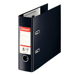 Esselte No. 1 lever arch file. Plastic lined plastic interior. DIN A5 Extended. Spine 75mm. black