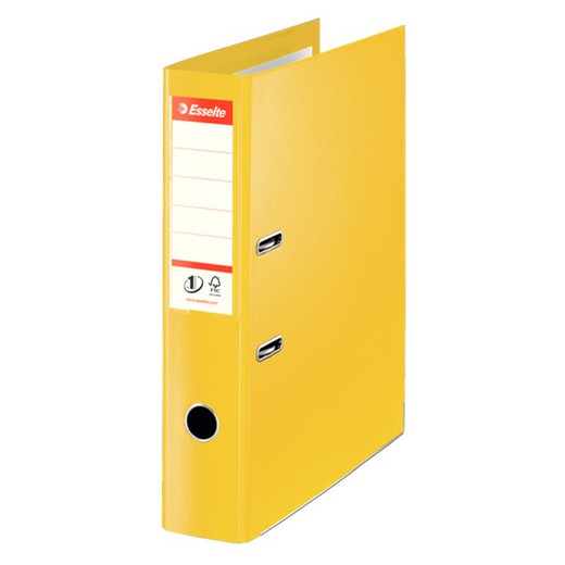 Esselte No. 1 lever arch file. Plastic lined plastic interior. Invoice. Spine 75mm. yellow