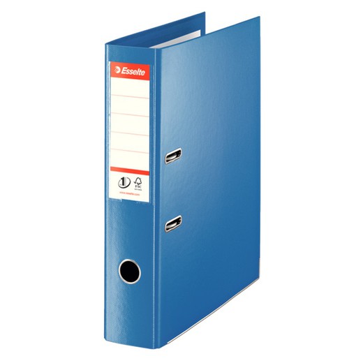 Esselte No. 1 lever arch file. Plastic lined plastic interior. Invoice. Spine 75mm. blue