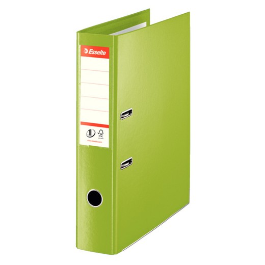 Esselte No. 1 lever arch file. Plastic lined plastic interior. Invoice. Spine 75mm. green