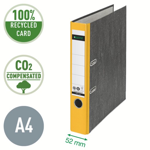 Leitz CO2 Neutral Lever Arch File. Marbled cardboard. 180º. DIN A4. Spine 52 mm, yellow