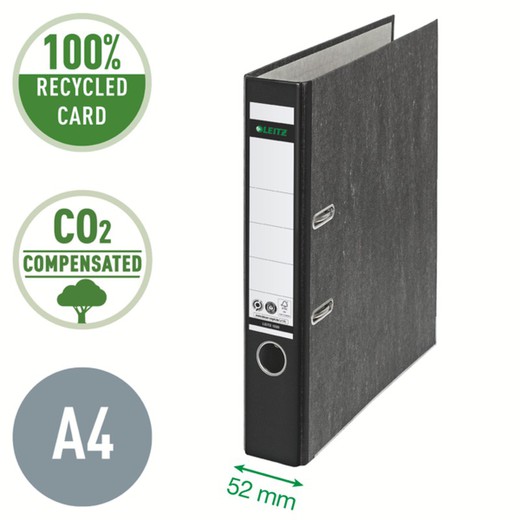 Leitz CO2 Neutral Spak Arch File. Marmorerad kartong. 180º. DIN A4. Rygg 52 mm. svart