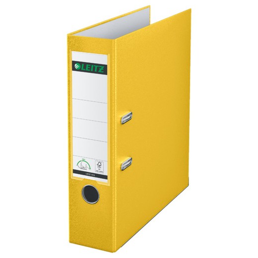 Leitz lever arch file. Plastic lined. 180º. DIN A4. Spine 80mm. yellow