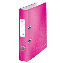 Leitz WOW håndtagsbuefil. Foret pap. 180º. DIN A4. 50 mm fuchsia