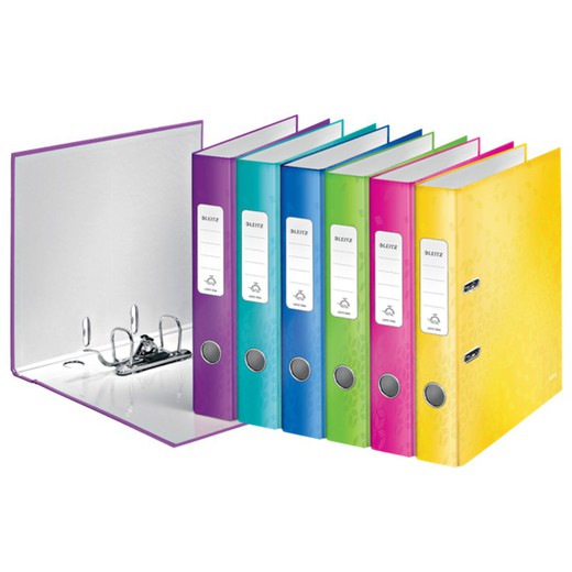 Leitz WOW lever arch file. Lined cardboard. 180º. DIN A4. 50mm assorted