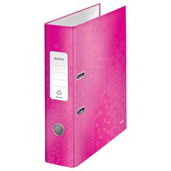 Archivador de palanca Leitz WOW. Cartón forrado. 180º. DIN A4. 80 mm. fucsia