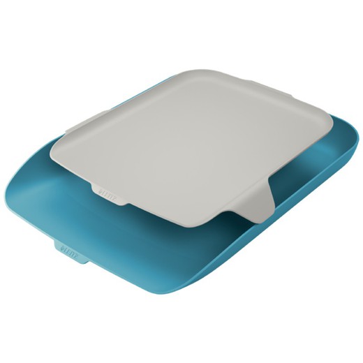 Bandeja de mesa com organizador aconchegante, azul