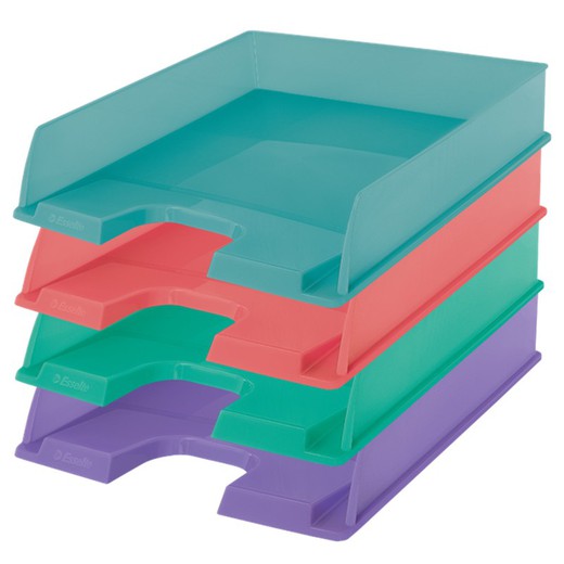 Colour'Breeze document tray. Portrait format, A4, assorted (3x blue, 3x coral, 2x green, 2x lavender)