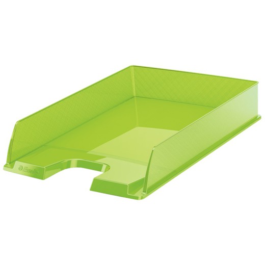 Europost document tray. Transparent. Portrait format, A4, Vivid green