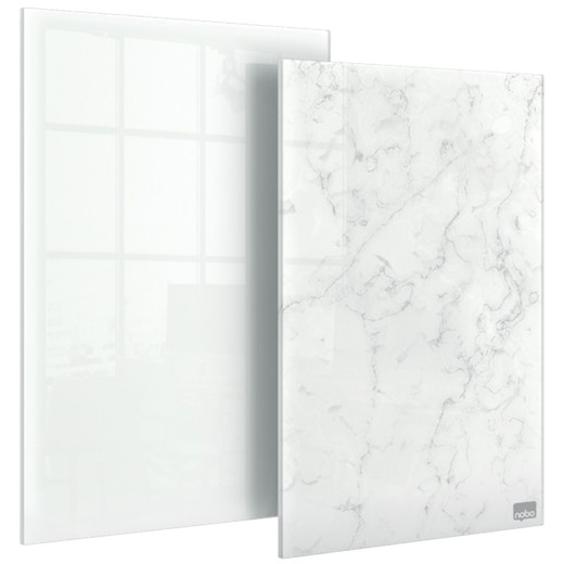 Bloco de notas de mesa de vidro NOBO 229 x 152 mm Pacote de 2 (1 x branco, 1 x mármore)