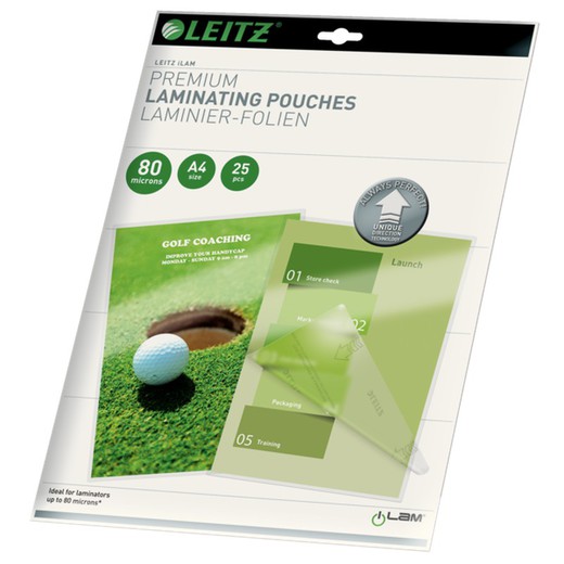 Bolsas plastificación Leitz DIN A4 (caja 25) 80 micras