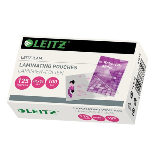 Leitz laminating bags Credit card. 54x86mm. (Box 100) 125 microns