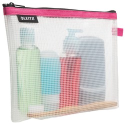 Bolsita WOW resistente al agua fucsia (24 x 17 cm, con fondo extensible) cosméticos