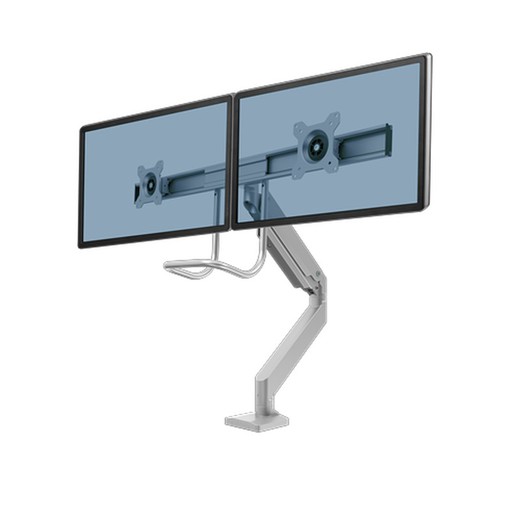 Dual EPPA Crossbar Monitor Arm Silver