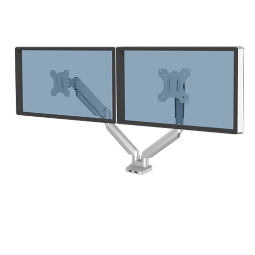 Brazo para monitor doble Platinum Series™ Plata