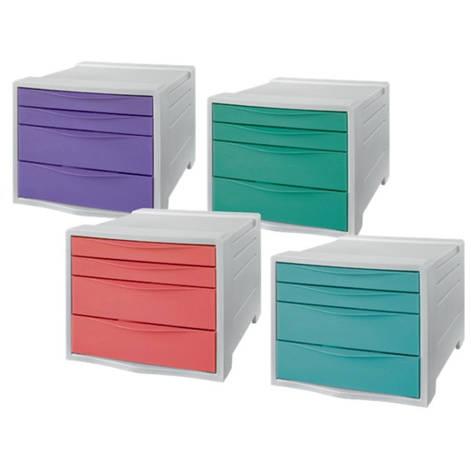 Commode 4 (2 grandes et 2 petites) Colour'Breeze, assorties (1x bleu, 1x corail, 1x vert, 1x lavande)