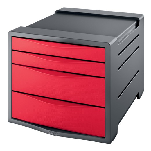 4 drawer chest (2 large and 2 small) Europost, Vivida red