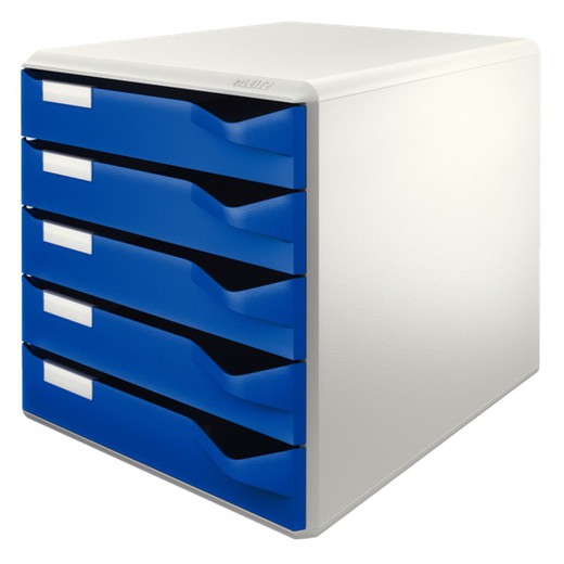 Leitz postkist met 5 lades, blauw/grijs