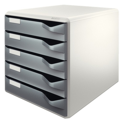 Leitz 5 Drawer Mail Chest, Dark Grey/Grey