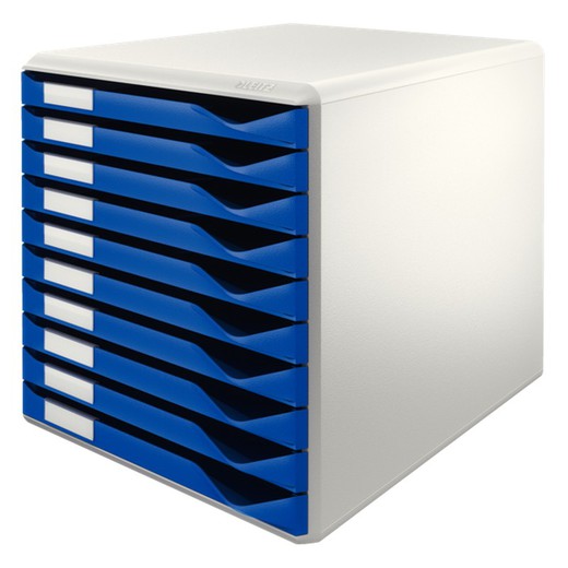 Gabinete Leitz com 10 Gavetas, Azul/Cinza