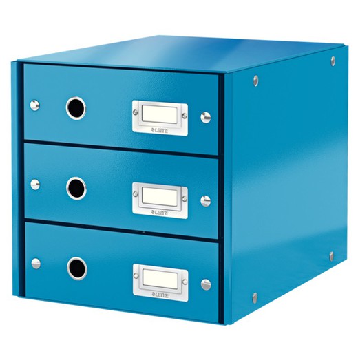 3-drawer cabinets Click & Store (290x283x360mm), blue