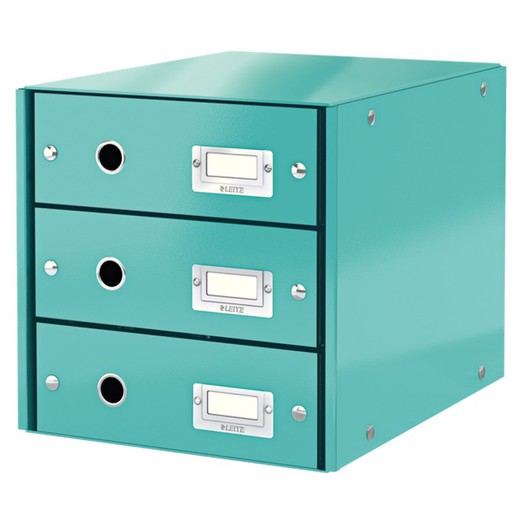 3-drawer cabinets Click & Store (290x283x360mm), turquoise