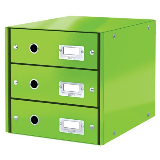 3-drawer cabinets Click & Store (290x283x360mm), green