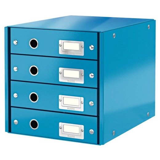 4-drawer cabinets Click & Store (290x283x360mm), blue