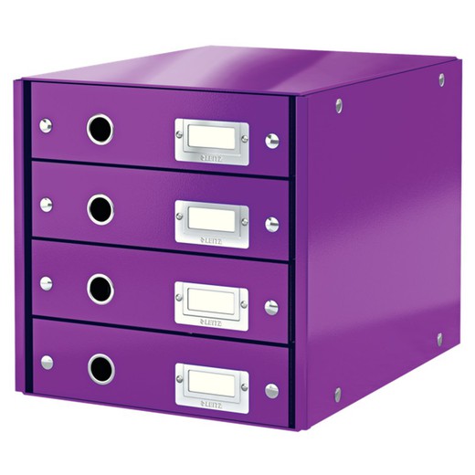 4-drawer cabinets Click & Store (290x283x360mm), purple