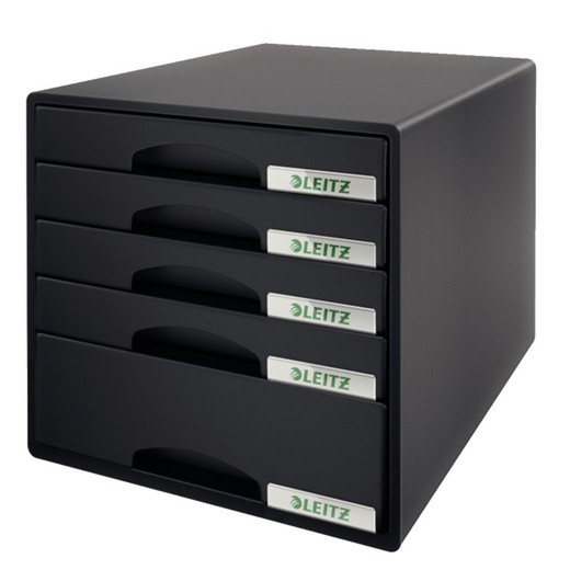 Leitz Plus drawer cabinets. 5 drawers (4 small and 1 large), black