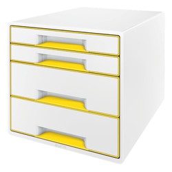 Bucs de cajones WOW Desk Cube 4 cajones (2 grandes y 2 pequeños), amarillo /blanco