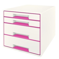 Bucs de cajones WOW Desk Cube 4 cajones (2 grandes y 2 pequeños), fucsia /blanco