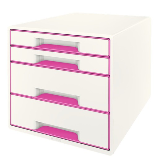 WOW Desk Cube 4 drawers (2 large and 2 small), fuchsia / white