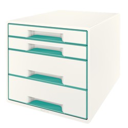 Bucs de cajones WOW Desk Cube 4 cajones (2 grandes y 2 pequeños), turquesa /blanco