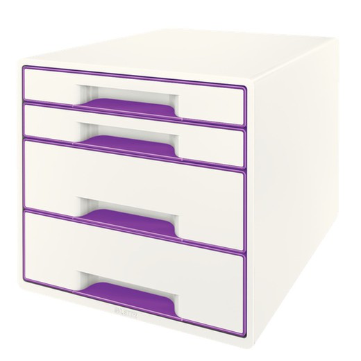 WOW Desk Cube 4 gavetas (2 grandes e 2 pequenas), roxo/branco