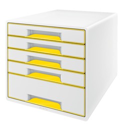 Bucs de cajones WOW Desk Cube 5 cajones (1 grande y 4 pequeños), amarillo/blanco
