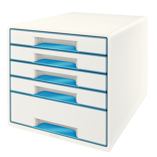 WOW Desk Cube 5 cassetti (1 grande e 4 piccoli), blu/bianco