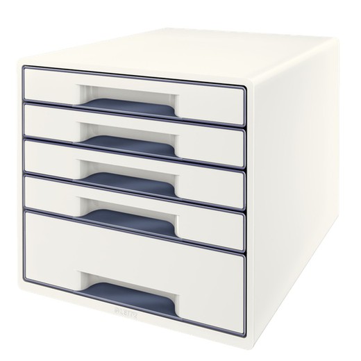 WOW Desk Cube 5 tiroirs (1 grand et 4 petits), blanc/gris