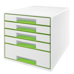 WOW Desk Cube 5 drawers (1 large and 4 small), green/white