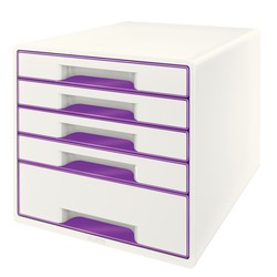 Bucs de cajones WOW Desk Cube 5 cajones (1 grande y 4 pequeños), violeta/blanco