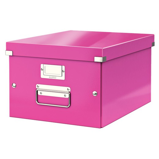 Caja de archivo universal Click & Store Mediana (281x200x369 mm), fucsia