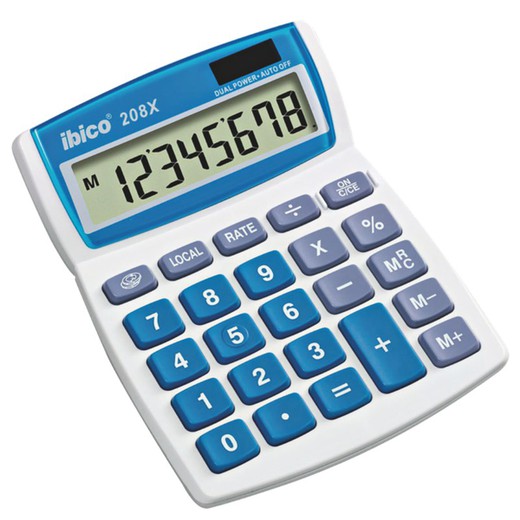 Calculadora IBICO 208X (blíster), blanco/azul
