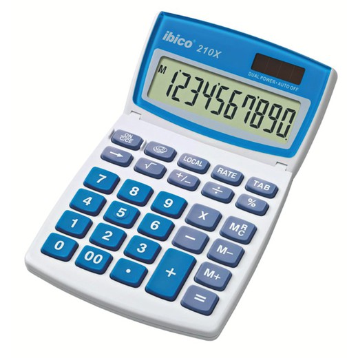 IBICO 210X rekenmachine (blister), wit/blauw