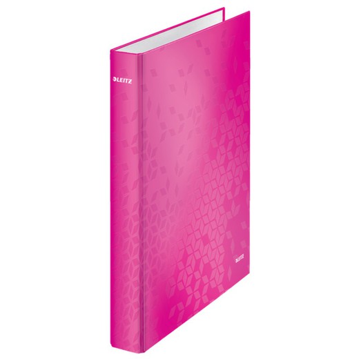 Leitz WOW ring binder. 2 D rings 25 mm. DIN A4+ fuchsia