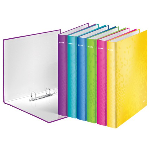 Leitz WOW ring binder. 2 D rings 25 mm. DIN A4+ assorted