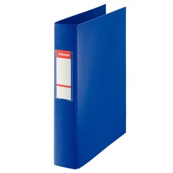 Lined plastic ring binder. With plastic interior and card holder. 4 D rings 40 mm. blue foil